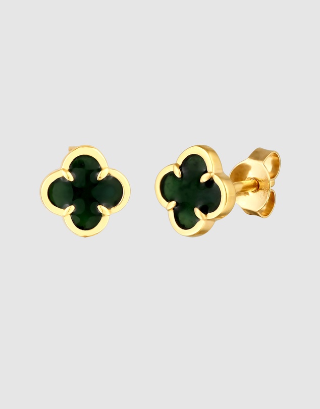 Kuzzoi - ICONIC EXCLUSIVE - Cloverleaf Stud Earrings in Gold-Plated 925 Sterling Silver