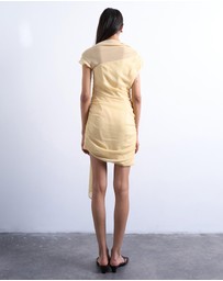 TOPSHOP - Grown On Shoulder Chiffon Mini Dress With Sash