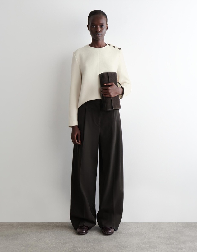 COS - Button-Detail Boiled-Wool Sweatshirt