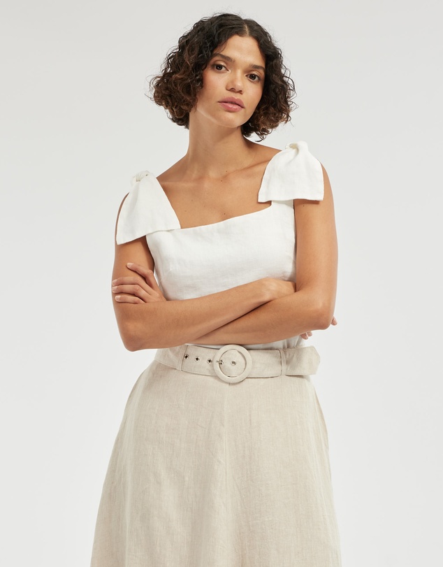 Amelius - Mavie Bow Linen Top