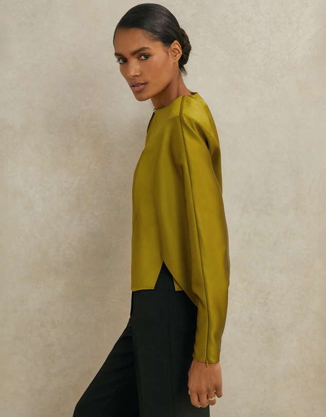 REISS - ATELIER Mina Satin Turn-Lock Top