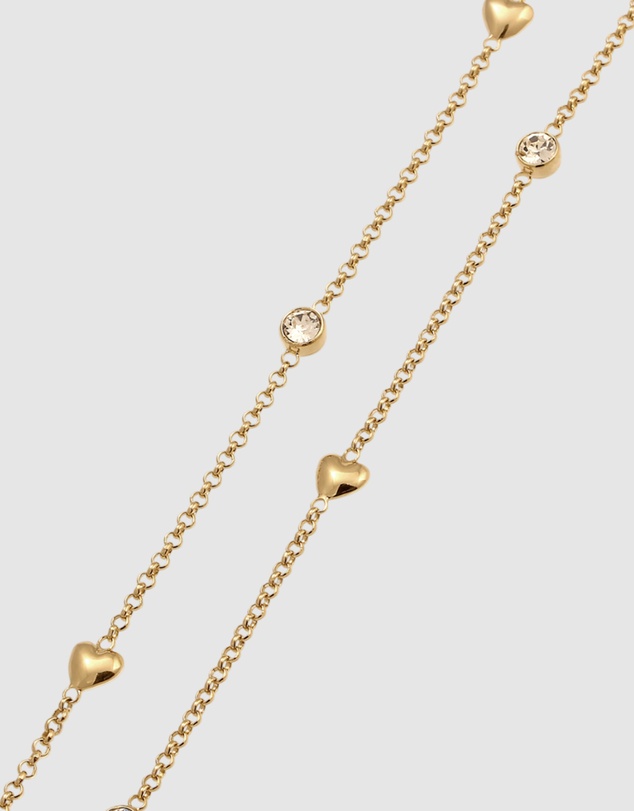 Elli Jewelry - Necklace Women Heart White Crystals 925 Sterling Silver Gold Plated