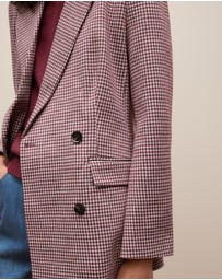 Trenery - Puppytooth Ponte Double Breasted Blazer in Espresso