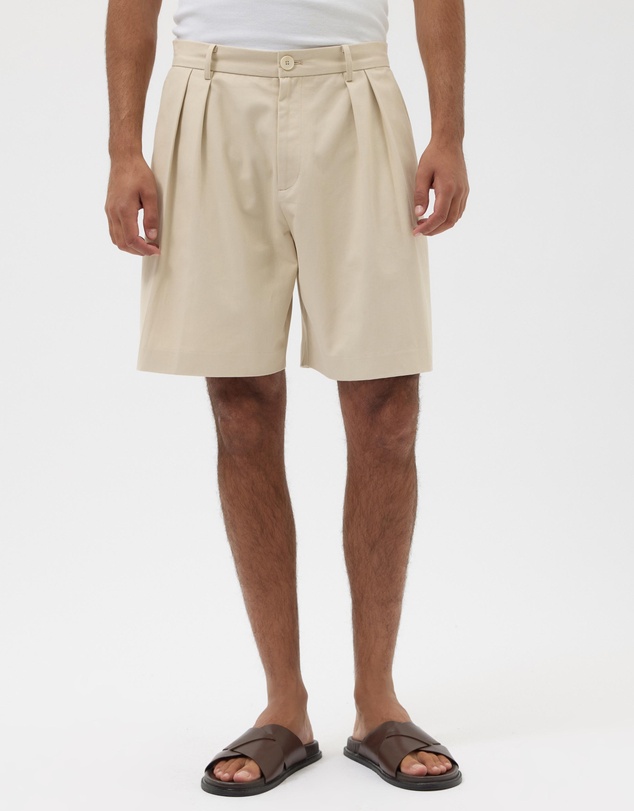 AERE - Pleated Cotton Tailored Shorts