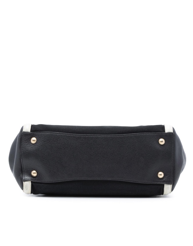 Pre-Loved by Azura Reborn - Pre-Loved Bicolor Saffiano Cuir Trimmed Canvas Satchel