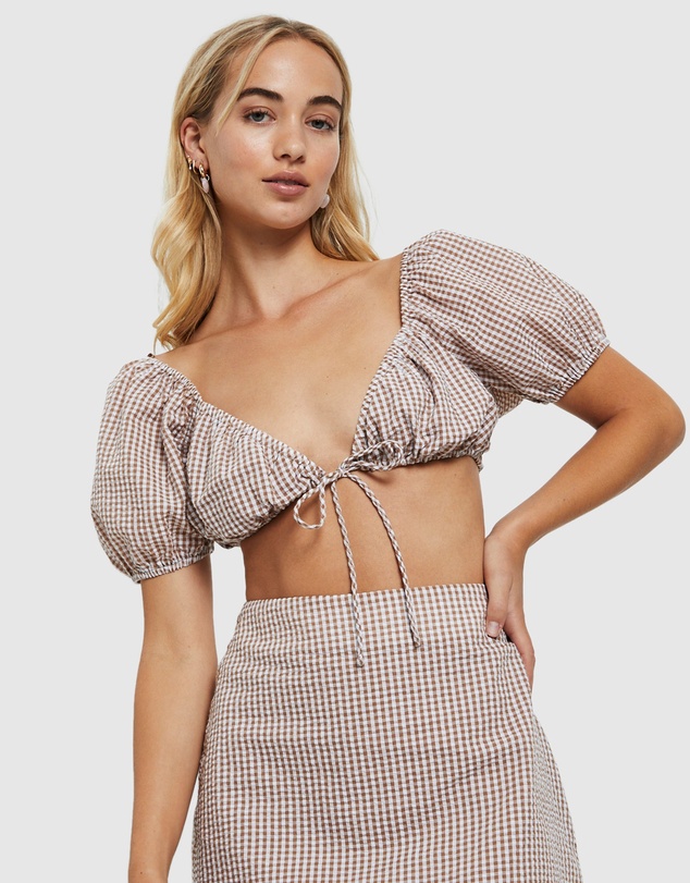 Subtitled - Coco Seersucker Check Crop Top