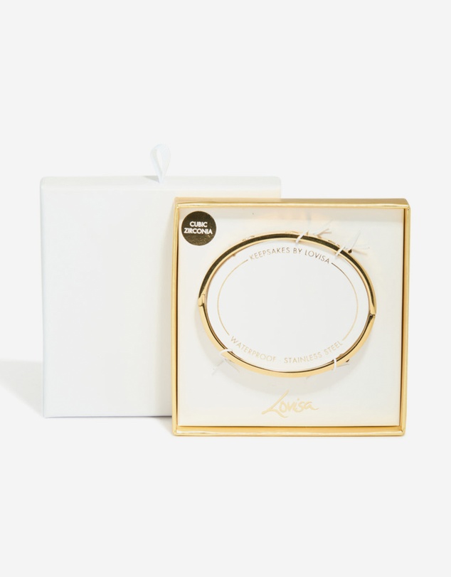 Lovisa - Waterproof Gold Plated Stainless Steel Cubic Zirconia Heart Bangle