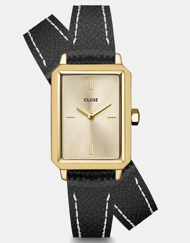 Cluse - Fluette Watch Double Leather, Black, Full Gold Colour