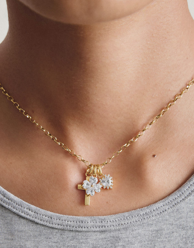 THOMAS SABO - Gold-Plated Cross Charm with Zirconia Centre Stone