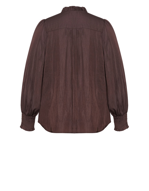 City Chic - Plus size Bringing Drama Long Sleeve Shirt - espresso