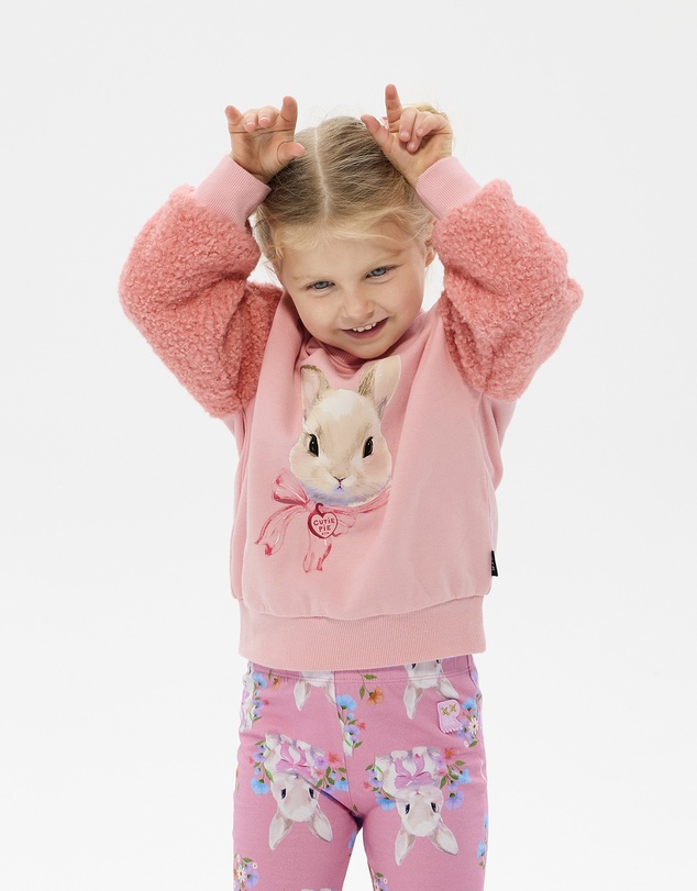 Rock Your Kid - Hunny Bunny Fuzzy Sweatshirt in Peach