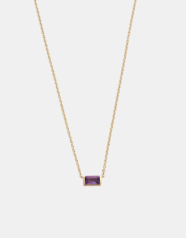 Kirstin Ash - Baguette Birthstone Necklace February Amethyst