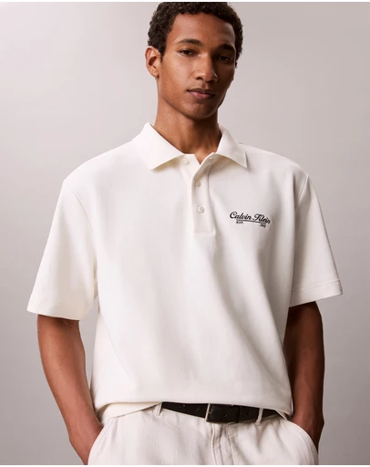 Calvin Klein Jeans - Script Logo Graphic Pique Relaxed Polo Shirt