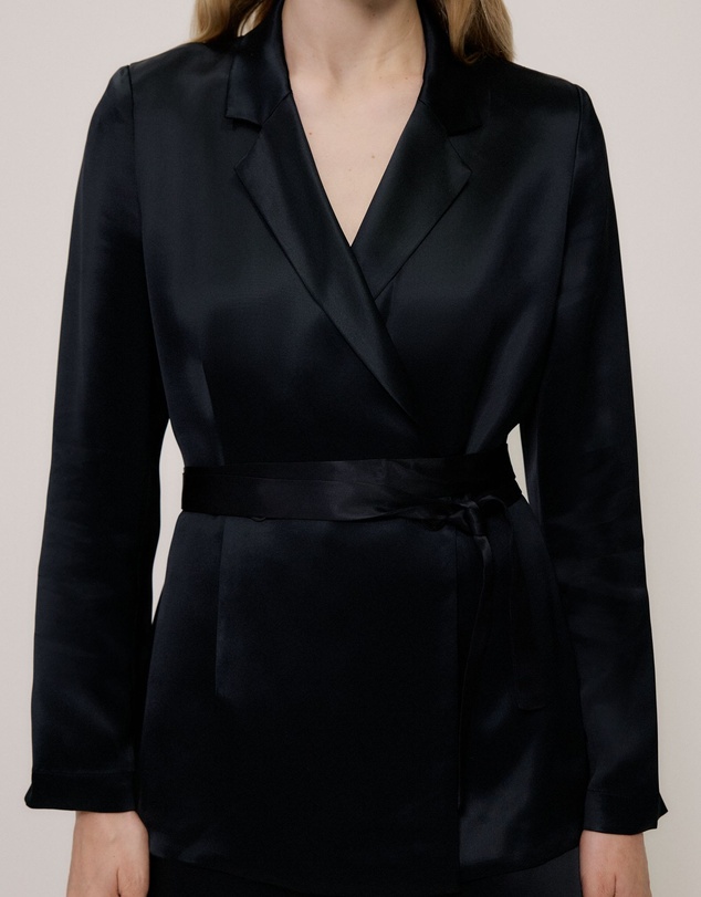 Trenery - Satin Relaxed Tailored Jacket in Black