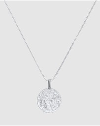 Kuzzoi - ICONIC EXCLUSIVE - Necklace Men Plate Pendant Basic Hammered in 925 Sterling Silver