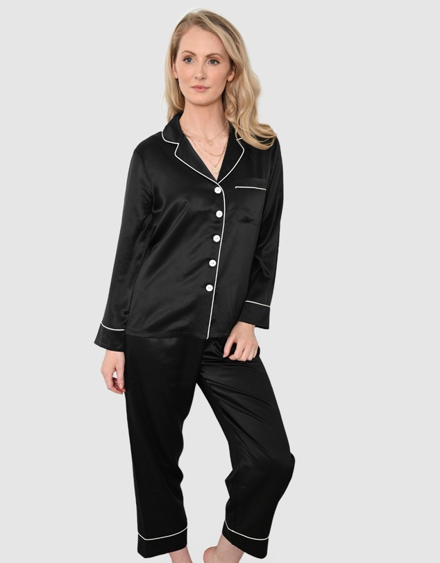 The Fable - Midnight Black Silk Pyjamas
