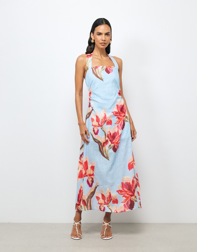 AERE - Liore Linen Halter Midi Dress