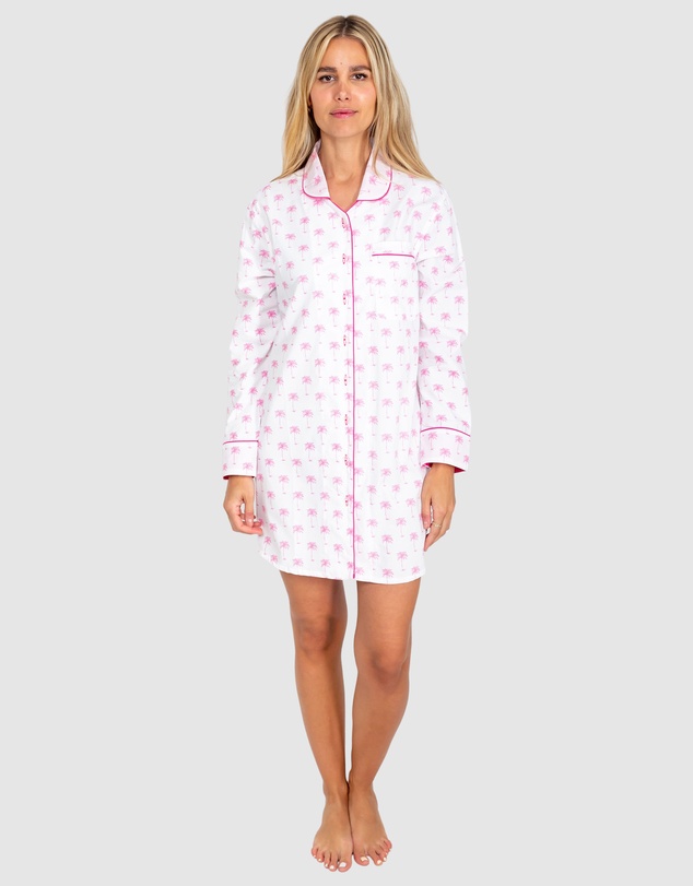 Sant And Abel - Women's Pink Palm Tree Night Shirt