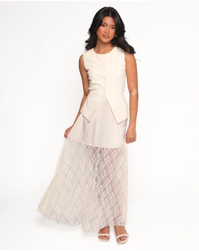 Petal & Pup - Chapel Lace Maxi Skirt - Cream