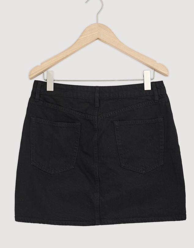 Revibe - Repaired Assembly Label Denim Mini Skirt
