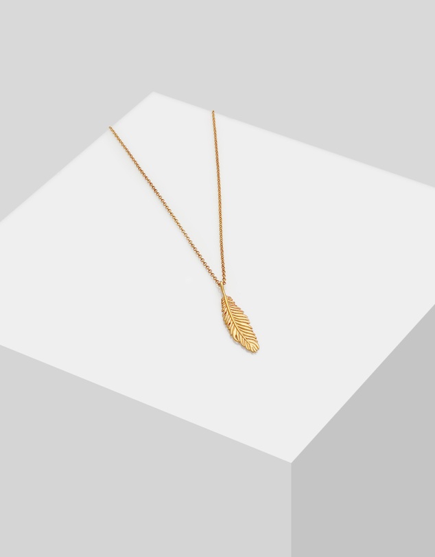 Kuzzoi - ICONIC EXCLUSIVE - Feather Pendant Necklace in Gold-Plated 925 Sterling Silver