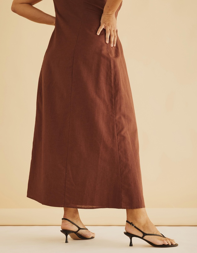 Atmos&Here Curvy - Oralie One Shoulder Linen Blend Midi Dress