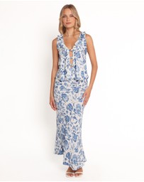 Petal & Pup - Claud Maxi Skirt - Blue White Floral