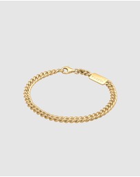 Kuzzoi - ICONIC EXCLUSIVE - Bracelet Men Armour Solid Basic in 925 Sterling Silver Gold Plated