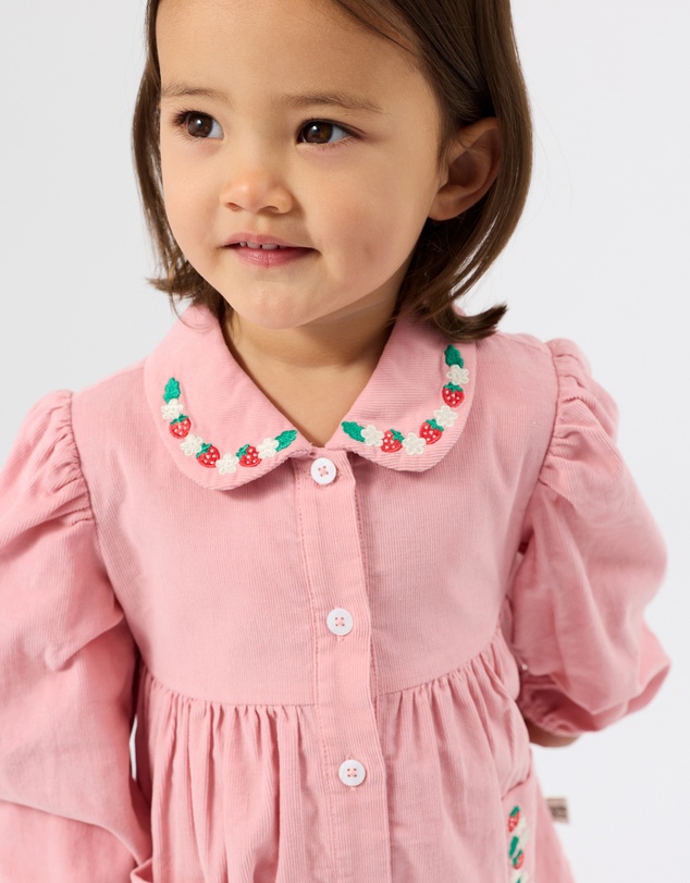 Goldie + Ace - Wild Strawberry Corduroy Collar Dress - Babies-Kids