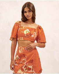 AERE - Tie Back Short Sleeve Top
