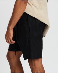 Surrounded By Ghosts - The Obsidian Linen Drawstring Shorts
