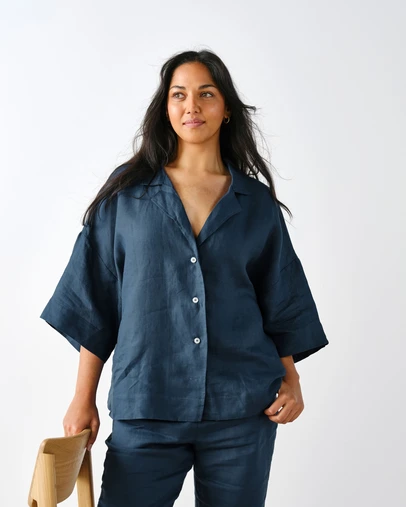 Linen House - Nimes Pure Linen Wide-Sleeved Shirt