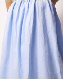 AERE - Liv Linen Gathered Neckline Midi Dress