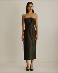 Atmos&Here - Beccy Strapless Leather Look Midi Dress