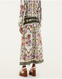 Farm Rio - Rococo Flowers Cream Midi Skirt