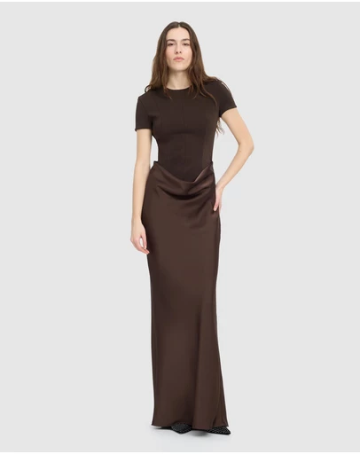 ROTATE - Capsleeve Draped Maxi