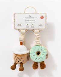 Living Textiles - 2 Pack Mini Market Brunch Stroller Toys - Boba Tea & Donut