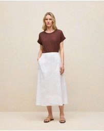 Trenery - Stretch Linen Patch Pocket Skirt in White