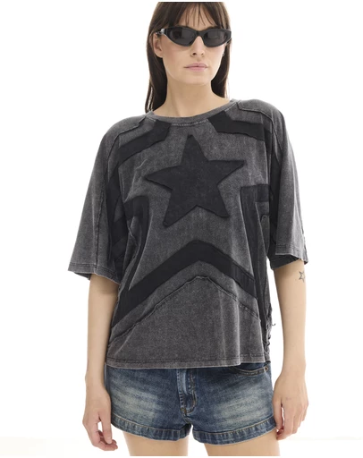THE TALES - Black Star 3D Batwing Tee