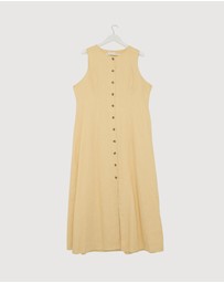 Revibe - Repaired AERE Violet Linen Button Down Midi Dress - AU 18