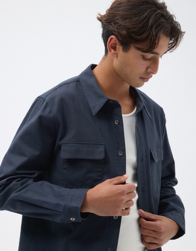 AERE - Utility Pocket Linen Blend Shirt