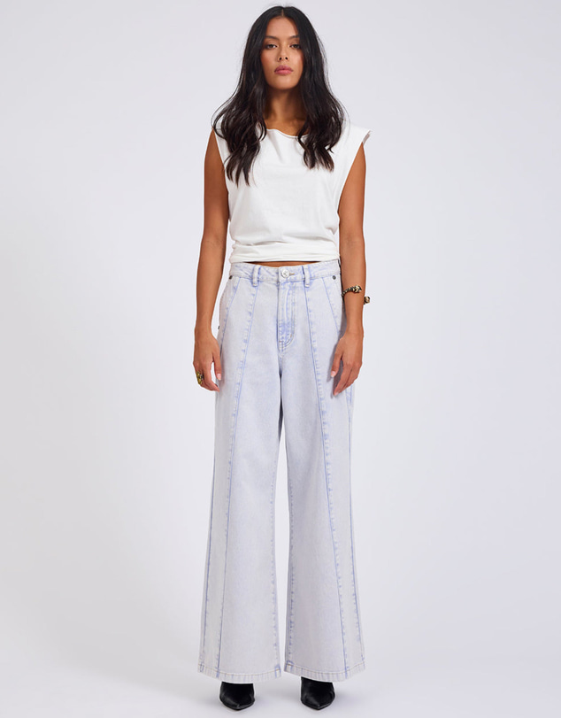 ONE TEASPOON - Hayden High Waist Wide Leg Trouser Denim Jeans - Lavender Blue