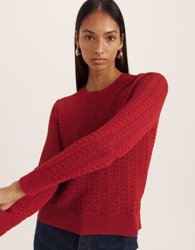 SABA - Prue Cotton Crochet Long Sleeve Knit