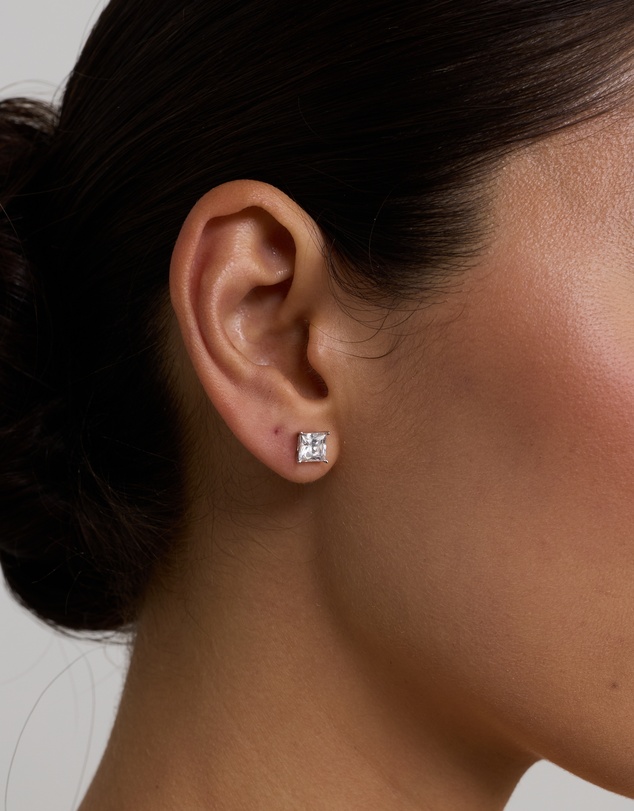 Michael Hill - 6mm Princess-Cut Cubic Zirconia Solitaire Stud Earrings in Sterling Silver