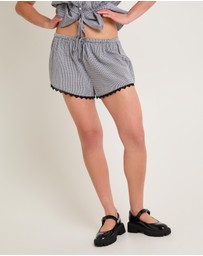 Subtitled - Aster Lace Trim Cotton Shorts