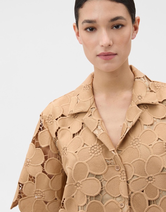 Oroton - Poppy Lace Crop Shirt