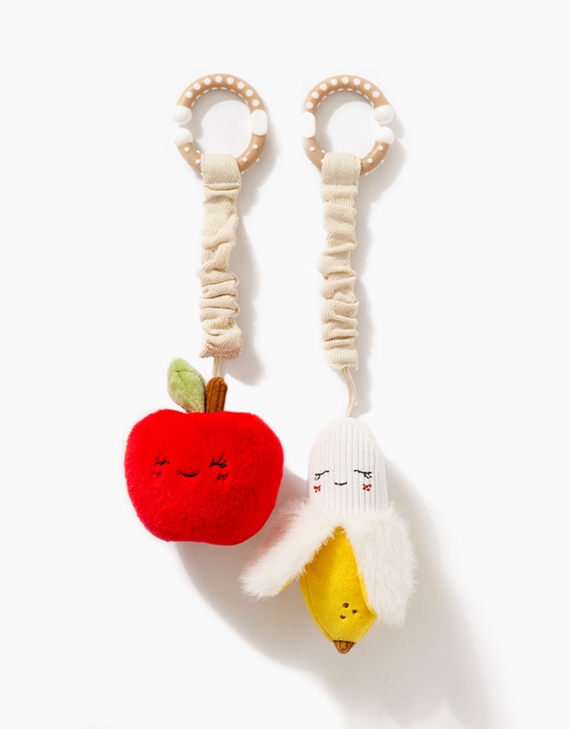Living Textiles - 2 Pack Mini Market Brunch Stroller Toys - Apple & Banana