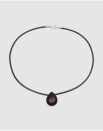 Kuzzoi - ICONIC EXCLUSIVE - Necklace Choker Drop Pendant Satin with Onyx in 925 Sterling Silver