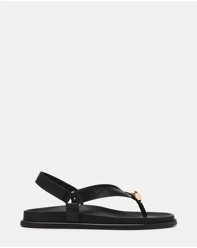 Steve Madden - Elvia Black Leather Sandals