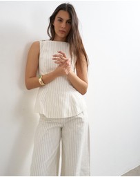 TOPSHOP - Para Striped High Neck Top